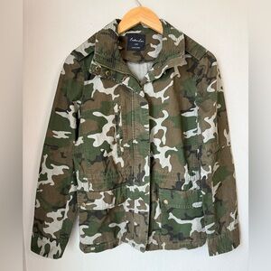 Endless Love Military Camo Jacket Cinch Waist Utility Coat Army Womens Size L
